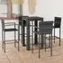 Aldis Square Bar Table with 4 Stools - Grey, Poly Rattan