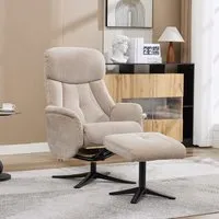 Aldrich Swivel Recliner Chair with Footstool - Mushroom, Fabric alternate view
