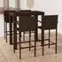 Aleka Rectangular Bar Table with 4 Stools - Brown, Poly Rattan