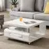 Alena Square Coffee Table with Wheels - White, High Gloss
