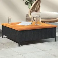Aleris Garden Coffee Table - Brown Acacia Wood, Black Rattan alternate view