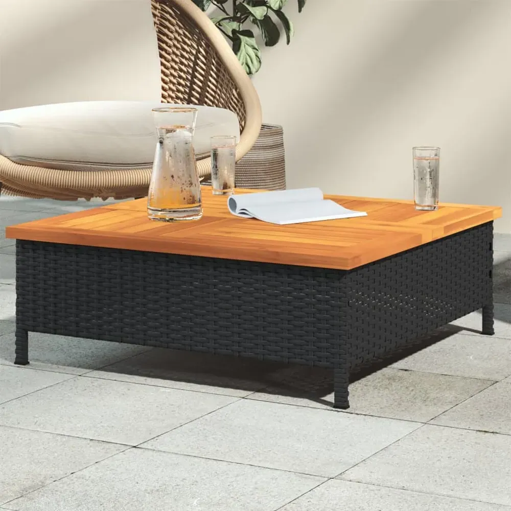 Aleris Garden Coffee Table - Brown Acacia Wood, Black Rattan product