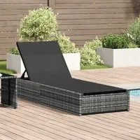 Aleris Reclining Sun Lounger - Grey, Poly Rattan alternate view