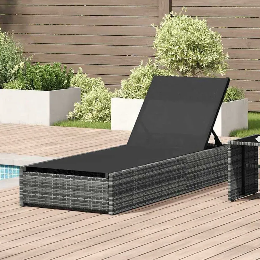 Aleris Reclining Sun Lounger - Grey, Poly Rattan product