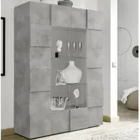 Aleta 2-Door Display Cabinet - Concrete