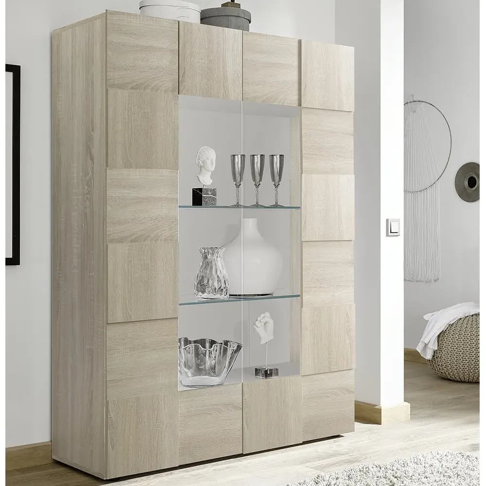 Aleta 2-Door Display Cabinet - Sonoma Oak