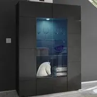 Aleta High Gloss Display Cabinet with LED - Grey