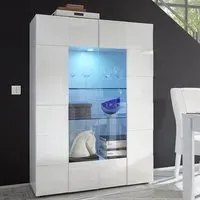 Aleta High Gloss Display Cabinet with LED - White