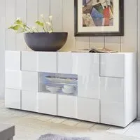 Aleta High Gloss Sideboard with 2 Doors 2 Drawers - White