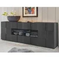 Aleta High Gloss Sideboard with 2 Doors 4 Drawers - Grey