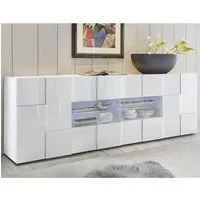 Aleta High Gloss Sideboard with 2 Doors 4 Drawers - White