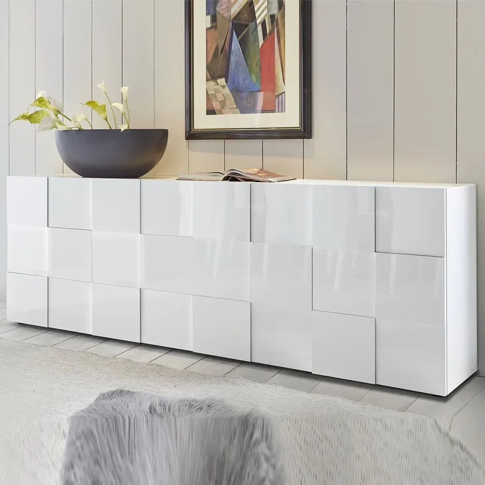 Aleta High Gloss Sideboard with 4 Doors - White image
