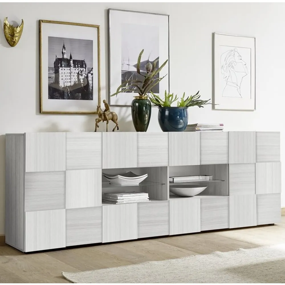 Aleta Wooden Sideboard with 2 Doors 4 Drawers - Eucalyptus Oak