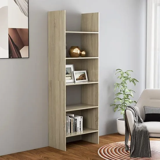 Alev 5-Shelf Bookcase - Sonoma Oak, Engineered Wood image