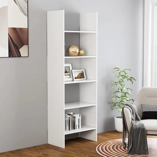 Alev 5-Shelf Bookcase - White, Engineered Wood