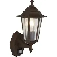 Alex Clear Glass Outdoor Wall Light - Rust Brown, Metal
