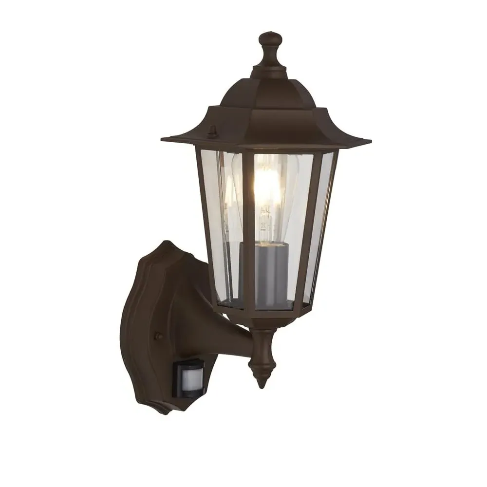 Alex Clear Glass Outdoor Wall Light - Rust Brown, Metal