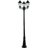 Alex IP44 3 Light Outdoor Post Lamp - Black, Clear Glass