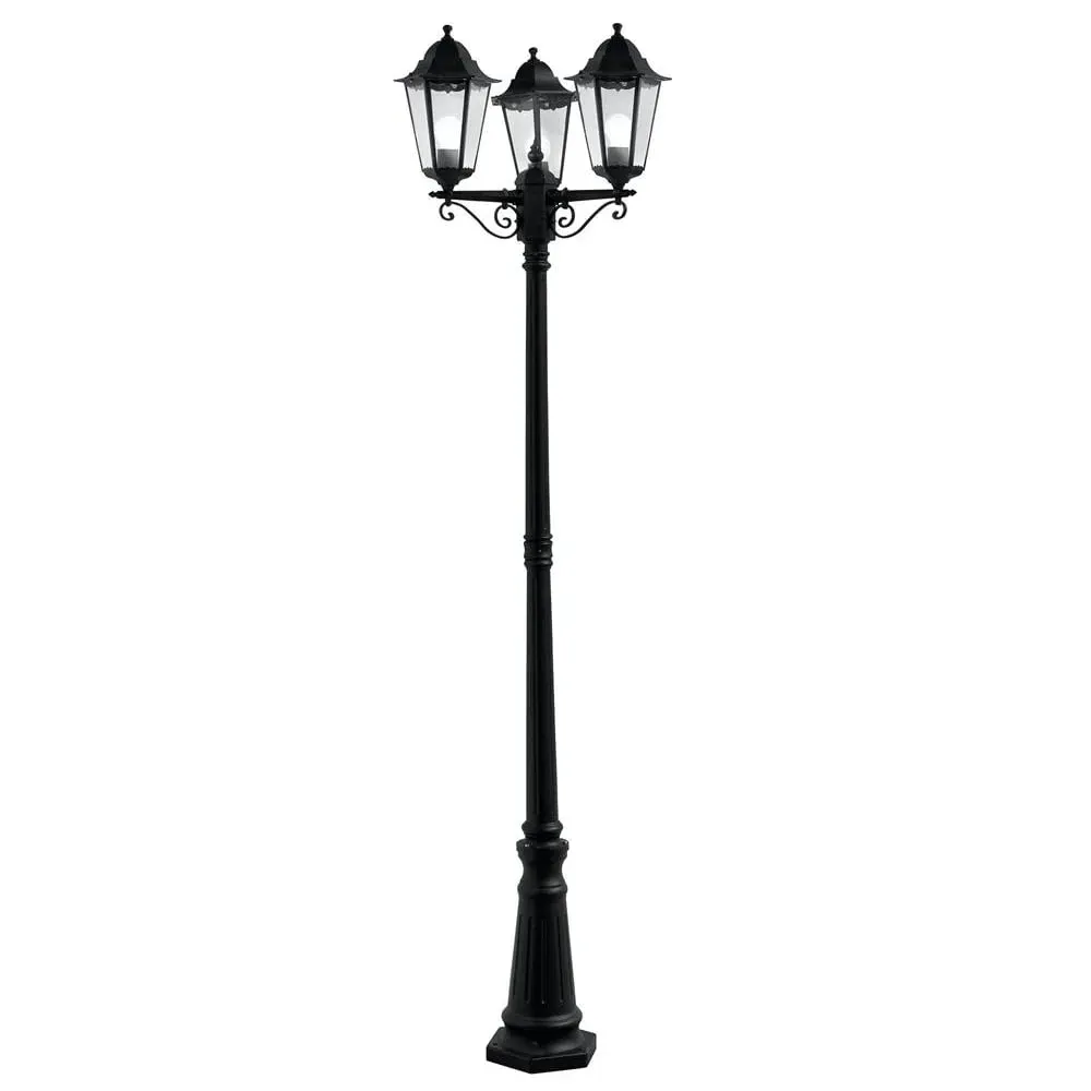 Alex IP44 3 Light Outdoor Post Lamp - Black, Clear Glass