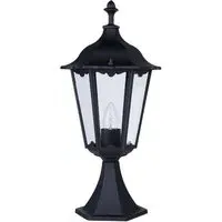 Alex Outdoor Post Lamp - Black, Clear Glass