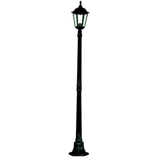 Alex Tall Outdoor Post Lamp - Black, Clear Glass