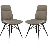 Alexander Dining Chairs In Pair - Taupe, Faux Leather