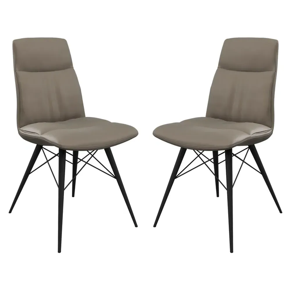 Alexander Dining Chairs In Pair - Taupe, Faux Leather image