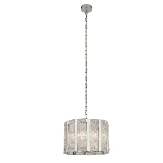 Alexandra 5 Light Pendant Light - Satin Silver, Aquatex Glass