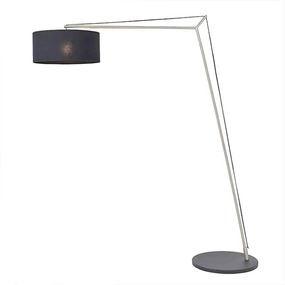 Alexandria Floor Lamp with Fabric Shade - Black, Matt Nickel product