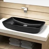 Alexandria Rectangular Countertop Basin Without Waste - Black, Ceramic alternate view