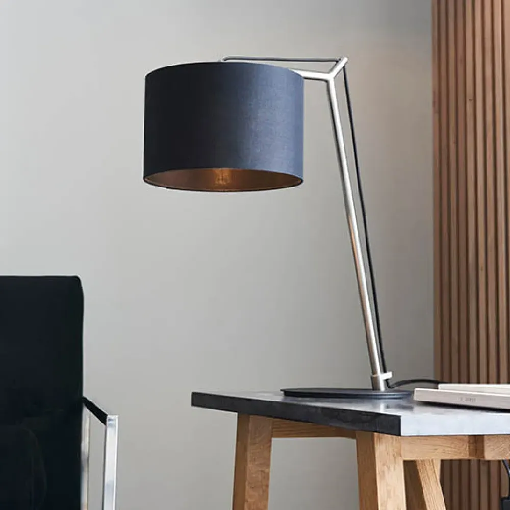 Alexandria Table Lamp - Black, Matt Nickel