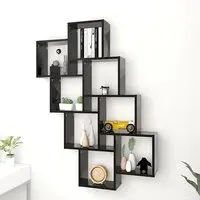 Alexey Cube Wall Shelf - Black, Engineered Wood