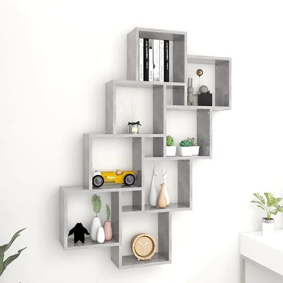 Alexey Cube Wall Shelf - Concrete Effect, Engineered Wood image