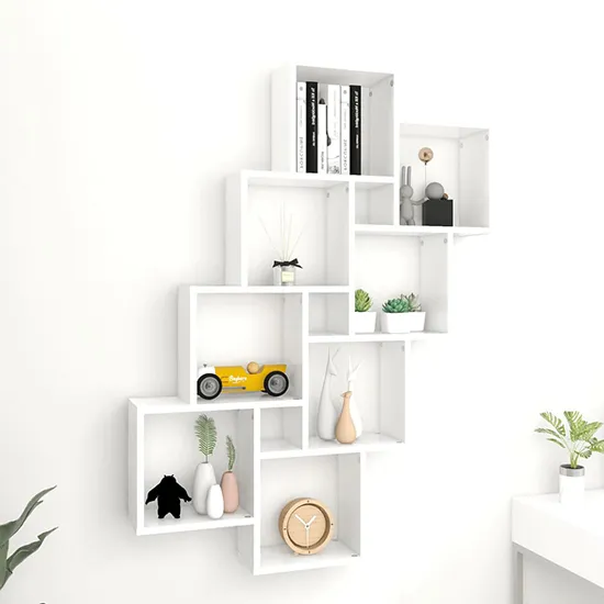 Alexey Cube Wall Shelf - White, Engineered Wood