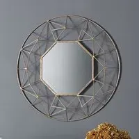 Alexis Round Wall Mirror - Gold, Metal