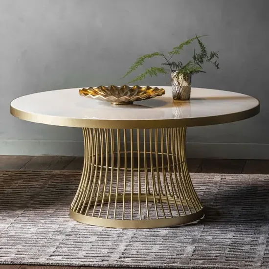 Alexxis Round Coffee Table - Champagne, Glass