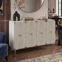 Alfa 4-Door Sideboard - Silver, Travertine Marble Effect alternate view