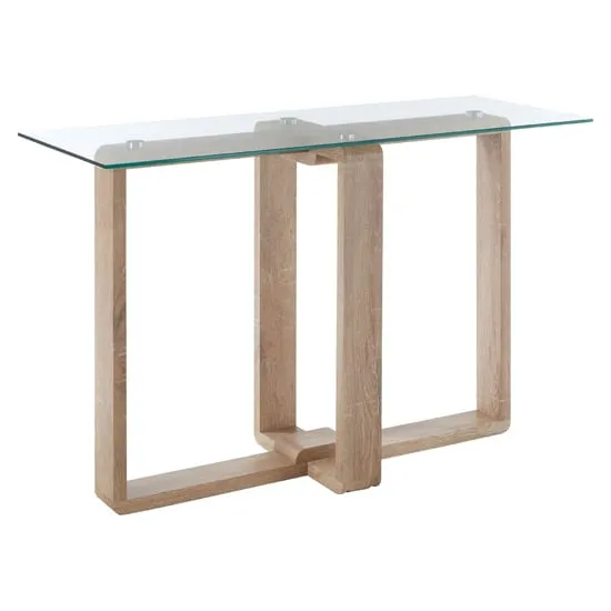 Alfratos Console Table - Clear, Natural Wood