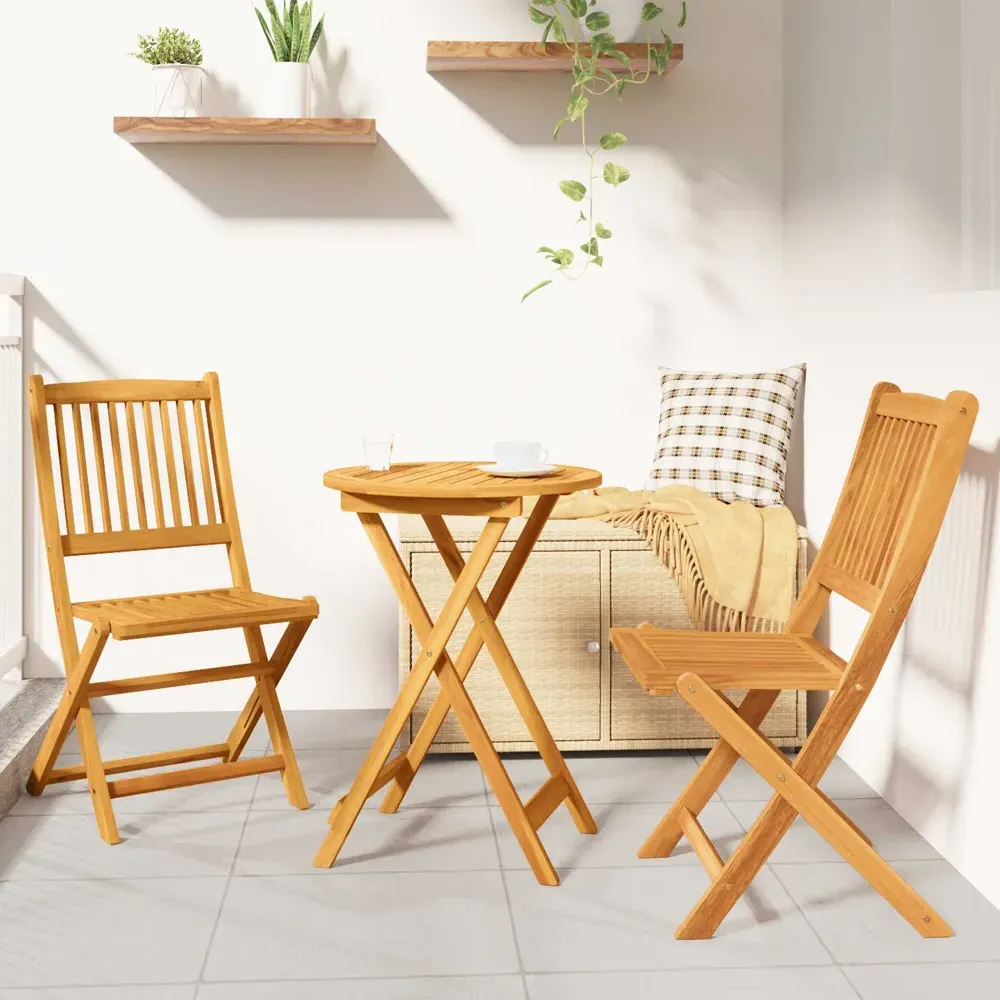 Alfresco Round Outdoor Bistro Set - Brown, Acacia Wood product