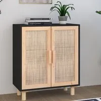 Alfy 2-Door Sideboard - Black, Rattan alternate view