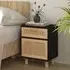 Alfy Bedside Cabinet with Drawer - Black, Rattan
