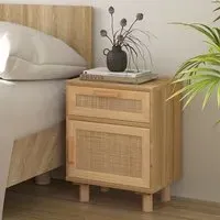 Alfy Bedside Cabinet with Drawer - Brown, Rattan