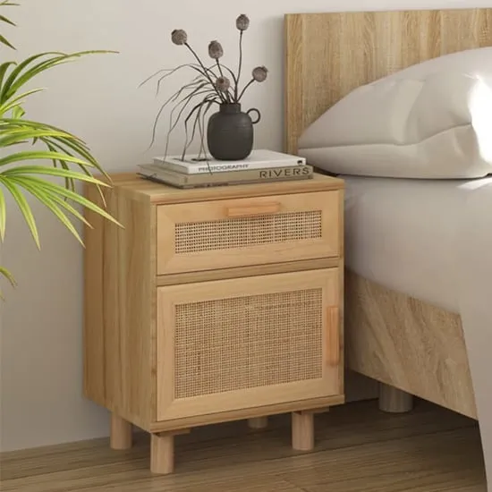 Alfy Bedside Cabinet with Drawer - Brown, Rattan