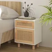 Alfy Bedside Cabinet with Drawer - White, Rattan