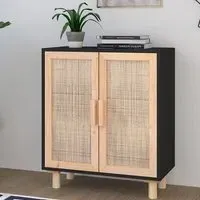 Alfy Sideboard with 2 Doors - Black, Rattan
