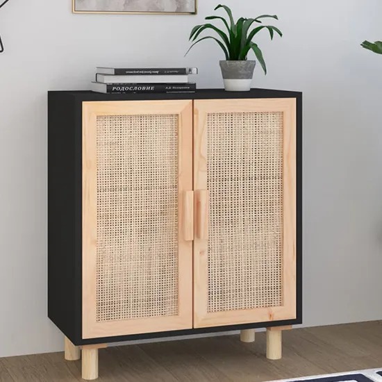 Alfy Sideboard with 2 Doors - Black, Rattan