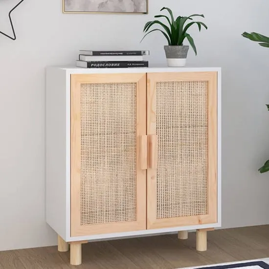 Alfy Sideboard with 2 Doors - White, Rattan