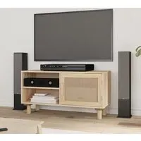 Alfy TV Stand with 1 Door - Brown, Rattan
