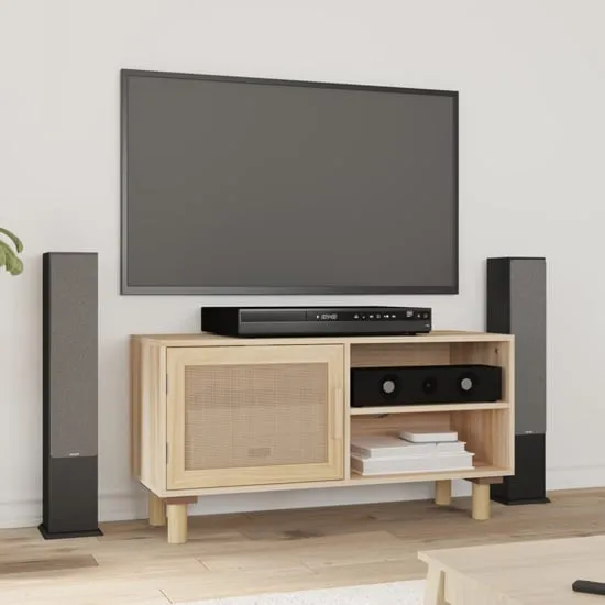 Alfy TV Stand with 1 Door - Brown, Rattan