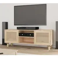 Alfy TV Stand with 2 Doors - Brown, Rattan